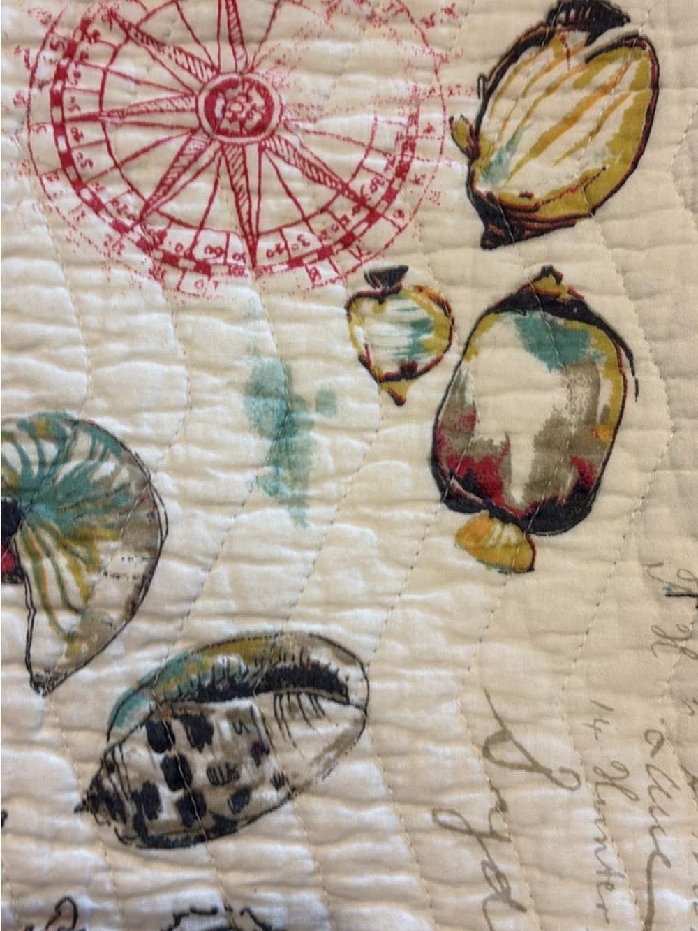 Coastal Seashell & Coral Quilted Throw - Picture 3 of 4